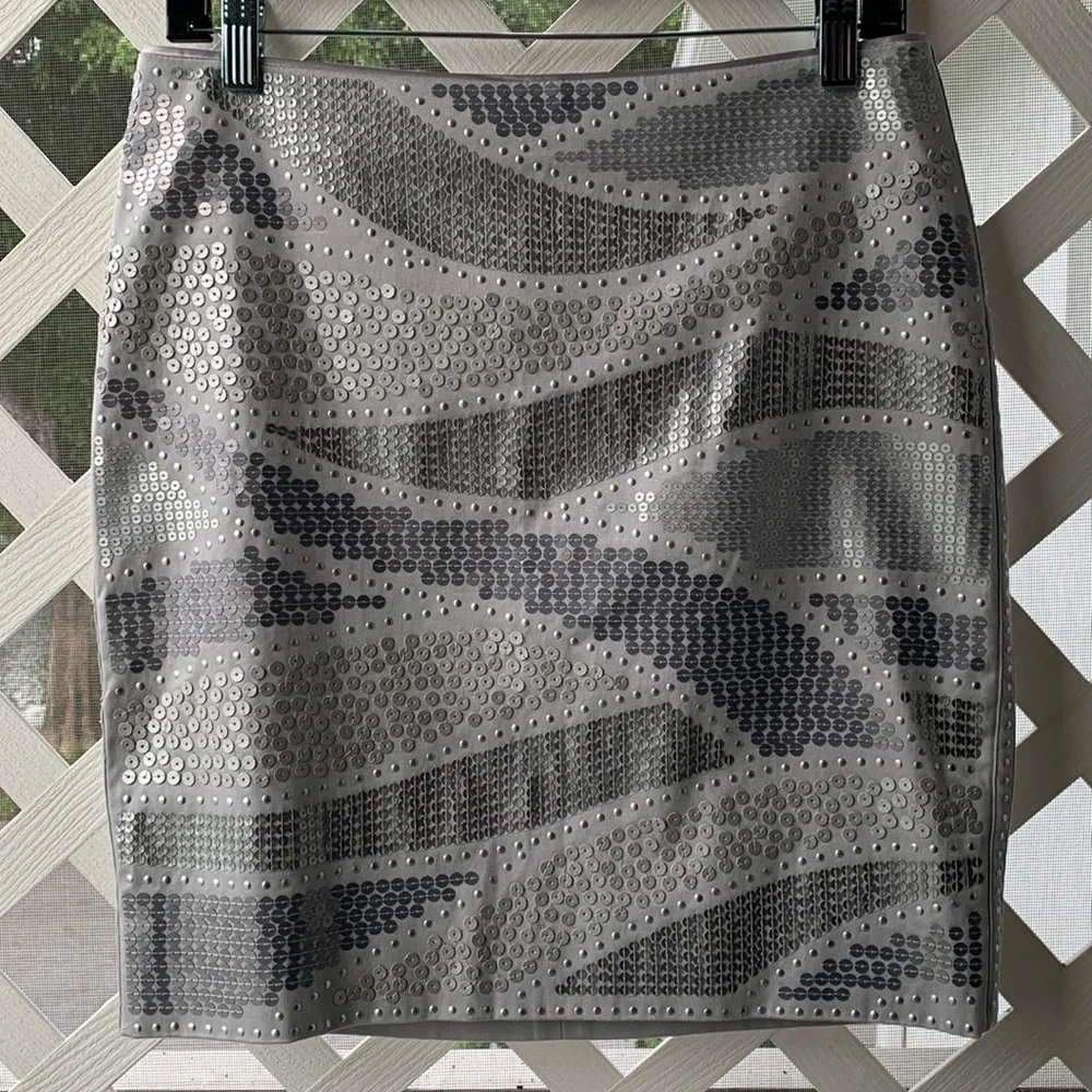 WHBM Light Grey Sequined Mini Skirt